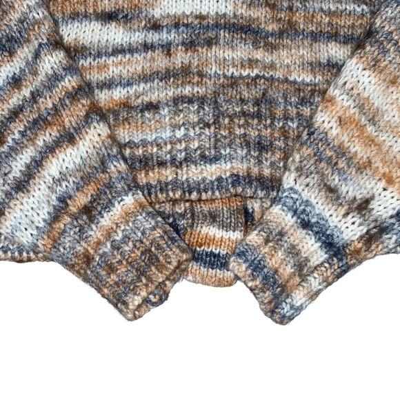 LOFT Space Dye Slouchy Cropped Cardigan V-neck Size Medium ChunkyKnit Wool Blend - Picture 8 of 14